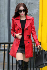 2 Uses For Short And Long Green Leather Coats Women Faux Leather Jacket Turn-Down Collar Jaqueta Couro Jaqueta De Couro Feminina