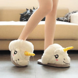2 Style Children Adults Cartoon Warm Indoor Slippers Plush Unicorn Slippers for Grown Ups Home Slippers Kids Adult Shoes 1 Pair