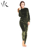 2 Piece Velvet Jumpsuit Women Two Piece Outfits 2016 Winter Jumpsuit Romper Long Sleeve Sweatshirt Top Pants Set Suits Bodysuit