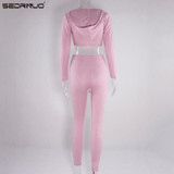 2 piece top and pants sets club women Long Sleeve bodycon Pink Knitted sets outfits Rompers Womens Jumpsuit Crop Tops Overalls