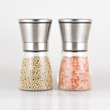 2 Pcs/Lot Stainless Steel Salt And Pepper Mill Glass Body Spice Salt and Pepper Grinder Kitchen Accessories Cooking Tool