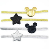 2 PCS Newly Design Mickey Children's Elastic Hair Band Girls Hair Accessories Baby Star Shining Headbands Kids Headwear