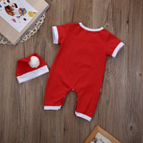 2 Pcs Newborn Infant Baby Girls Boy Santa Outfits Babies Boys Girl Christmas Jumpsuit Romper+Hat Xmas Set Clothing