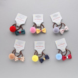 2 PCS New Bowknot Ball Princess Headwear Kids Elastic Hair Bands Baby Headdress Children Hair Ropes Girls Hair Accessories