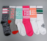 2 pairs Preppy Women Socks contrast colors Girls pink One Size Crew Sock