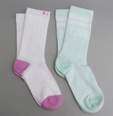 2 pairs Preppy Women Socks contrast colors Girls pink One Size Crew Sock