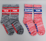 2 pairs Preppy Women Socks contrast colors Girls pink One Size Crew Sock