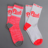 2 pairs Preppy Women Socks contrast colors Girls pink One Size Crew Sock