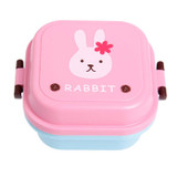 2 Layer Cartoon Lunch Food Fruit Storage Container Portable Plastic Lunch Microwave Cutlery Set Children Gift box