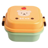 2 Layer Cartoon Lunch Food Fruit Storage Container Portable Plastic Lunch Microwave Cutlery Set Children Gift box