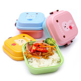 2 Layer Cartoon Lunch Food Fruit Storage Container Portable Plastic Lunch Microwave Cutlery Set Children Gift box