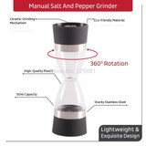 2 in 1 Ceramic Dual Salt and Pepper Mill Well-Designed Salt Grinder and Pepper Mill black