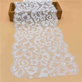 1yard elastic lace ribbon 18CM wide embroidered nigerian african lace fabric White lace trimmings for sewing accessories Wedding