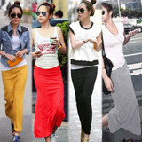 1X Women Solid Cotton Maxi Skirt Women High Waist Slim Hip Long Pencil Skirts Full Length Stretchy Sexy summer autumn Long Skirt