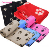 1X Warm Pet Large Paw Print Pet Cat Puppy Fleece Soft Blanket Bed Mat EC061