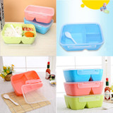 1x Convenient Lunch 3 Compartments With Bento Box Food Container Student New Tableware Dinnerware