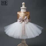 1st birthday dress baby girls dresses for party and wedding sleeveless sequins bowknot christening ball gown newborn baby dress