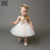 1st birthday dress baby girls dresses for party and wedding sleeveless sequins bowknot christening ball gown newborn baby dress