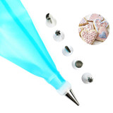 1Set Silicone Icing Piping Cream Pastry Bag with 6Pcs Stainless Steel Nozzle Sets Cake DIY Decorating Baking Tool Bakeware