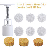 1Set Hand Pressure Moon Cake Cookies Mold DIY Tool With 6 Stamps Mid-autumn Festival forma de ABS para bolo