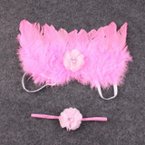 1Set Fashion Newborn Baby Kids Feather Lace Headband &amp; Angel Wings Flowers Photography Studio Props