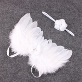 1Set Fashion Newborn Baby Kids Feather Lace Headband &amp; Angel Wings Flowers Photography Studio Props