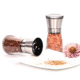 Salt and Pepper Grinder Set, Slim Brushed Stainless Steel Pepper Mill and Salt Mill -Adjustable Ceramic Rotor (Set of 2)