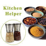 Salt and Pepper Grinder Set, Slim Brushed Stainless Steel Pepper Mill and Salt Mill -Adjustable Ceramic Rotor (Set of 2)