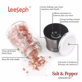 Salt and Pepper Grinder Set, Slim Brushed Stainless Steel Pepper Mill and Salt Mill -Adjustable Ceramic Rotor (Set of 2)