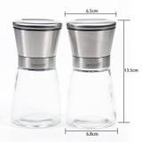 Salt and Pepper Grinder Set, Slim Brushed Stainless Steel Pepper Mill and Salt Mill -Adjustable Ceramic Rotor (Set of 2)