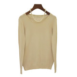 SALE 2016 Autumn Winter Women Casual Long Sleeves Cashmere Sweaters Back Hollow Out Wool Sweaters Women Pullovers Tops Wholesale