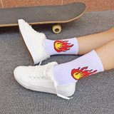 Sale 1 Pair Cotton 9 Patterns Women Men Cotton Socks Funny Dinosaur Baseball Gun Fire Patterned Socks Creative Lovers Sock