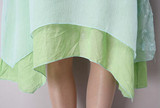 Saiqigui Summer dress New lace short sleeve gradation women dress casual cotton Linen dress Printing o-neck vestidos de festa