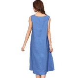 Saiqigui Summer dress 2017 New sleeveless white women dress casual cotton Linen dress lotus Printing o-neck vestidos de festa