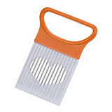 Saingace Easy Cut Onion Vegetable Tomato Slicer Cutter Stainless Steel Holder Slicing Cutter 1PC