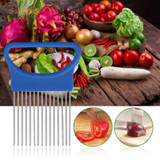 Saingace Easy Cut Onion Vegetable Tomato Slicer Cutter Stainless Steel Holder Slicing Cutter 1PC