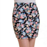 Vintag 2017 Office Lady Skirt Summer Women High Waist Elastic OL Short Mini Skirts Floral Sexy Pencil Skirt Female Bodycon Skirt