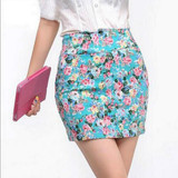 Vintag 2017 Office Lady Skirt Summer Women High Waist Elastic OL Short Mini Skirts Floral Sexy Pencil Skirt Female Bodycon Skirt