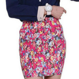 Vintag 2017 Office Lady Skirt Summer Women High Waist Elastic OL Short Mini Skirts Floral Sexy Pencil Skirt Female Bodycon Skirt