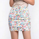Vintag 2017 Office Lady Skirt Summer Women High Waist Elastic OL Short Mini Skirts Floral Sexy Pencil Skirt Female Bodycon Skirt