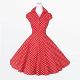 Vintacy vintage dress black polka dots women dress white red autumn party dress ball gown slim 1950s dress vintage rockabilly