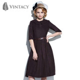 Vintacy summer vintage dress casual belt women dresse vestido 1950s vintage gray rockabilly dress spring women party dresses