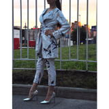 Vintacy Autumn Long Sleeve Floral Cardigan Women Gray Print Casual Loose Blouse Shirt Female Plus Size Thin Kimono Long Cardigan