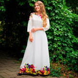 Vintacy 2017 Women White Maxi Summer Dress Floral O-Neck Loose Pullover Casual Women Long Party Dress Spring Women Dresses