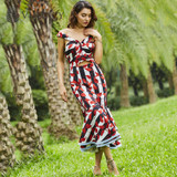 Vintacy 2017 Designer women mermaid maxi dress Bowknot red summer Backless casual dresses vacation spring women party dress