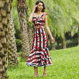 Vintacy 2017 Designer women mermaid maxi dress Bowknot red summer Backless casual dresses vacation spring women party dress