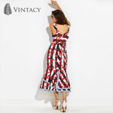 Vintacy 2017 Designer women mermaid maxi dress Bowknot red summer Backless casual dresses vacation spring women party dress