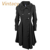 Vintacy 2017 Clearance vintage women coats black trench coat buttons autumn trenchtrench women coats office outwear