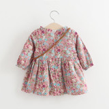 VIMIKID new 2017 Spring and Autumn children dress baby girls clothing Printing long sleeves dress +Pendant kids clothes