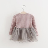 VIMIKID 2017 new Spring and Autumn long sleeve for girls Sweater Corsage yarn baby girls dress kids clothes Children's clothing